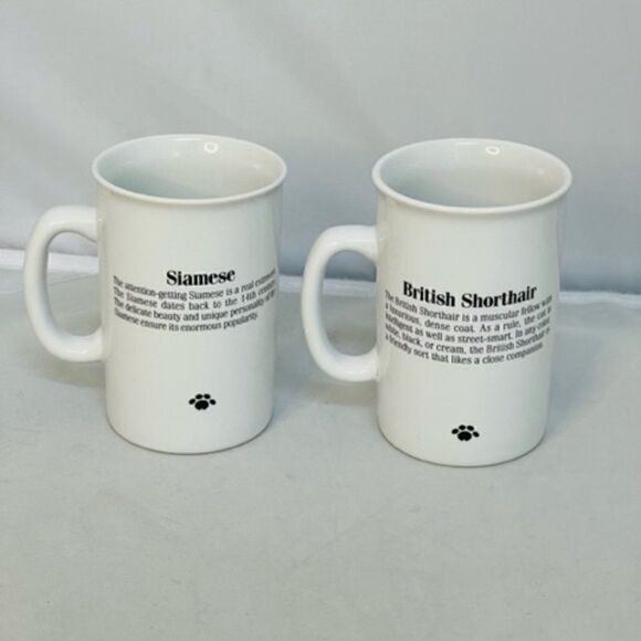 2 British Shorthair & Siamese Kitty Cat Coffee Mugs Cup Ceramic Papel Freelance - Picture 5 of 9